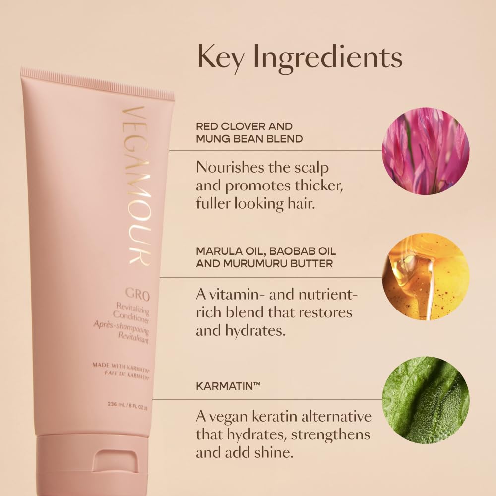VEGAMOUR GRO Revitalizing Conditioner: reducción de roturas tras un solo uso.