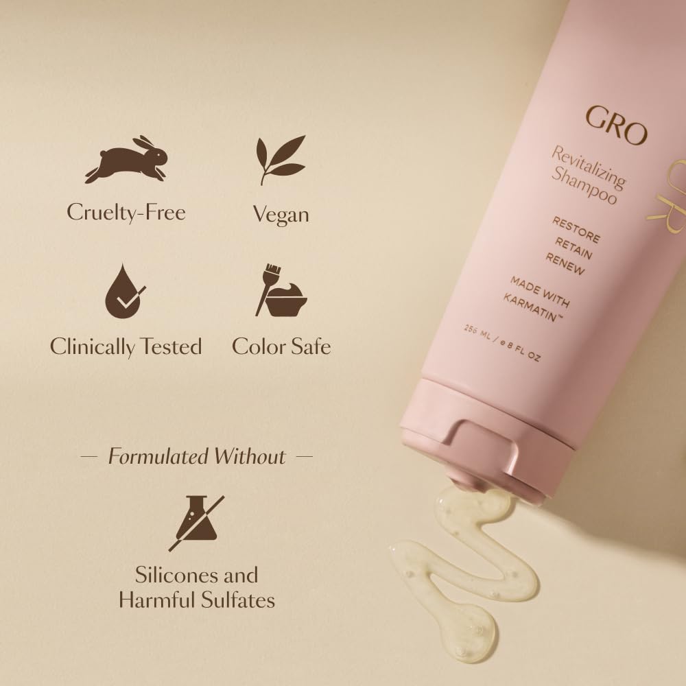 VEGAMOUR GRO Revitalizing Shampoo color-safe packaging signals safe use on color-treated hair