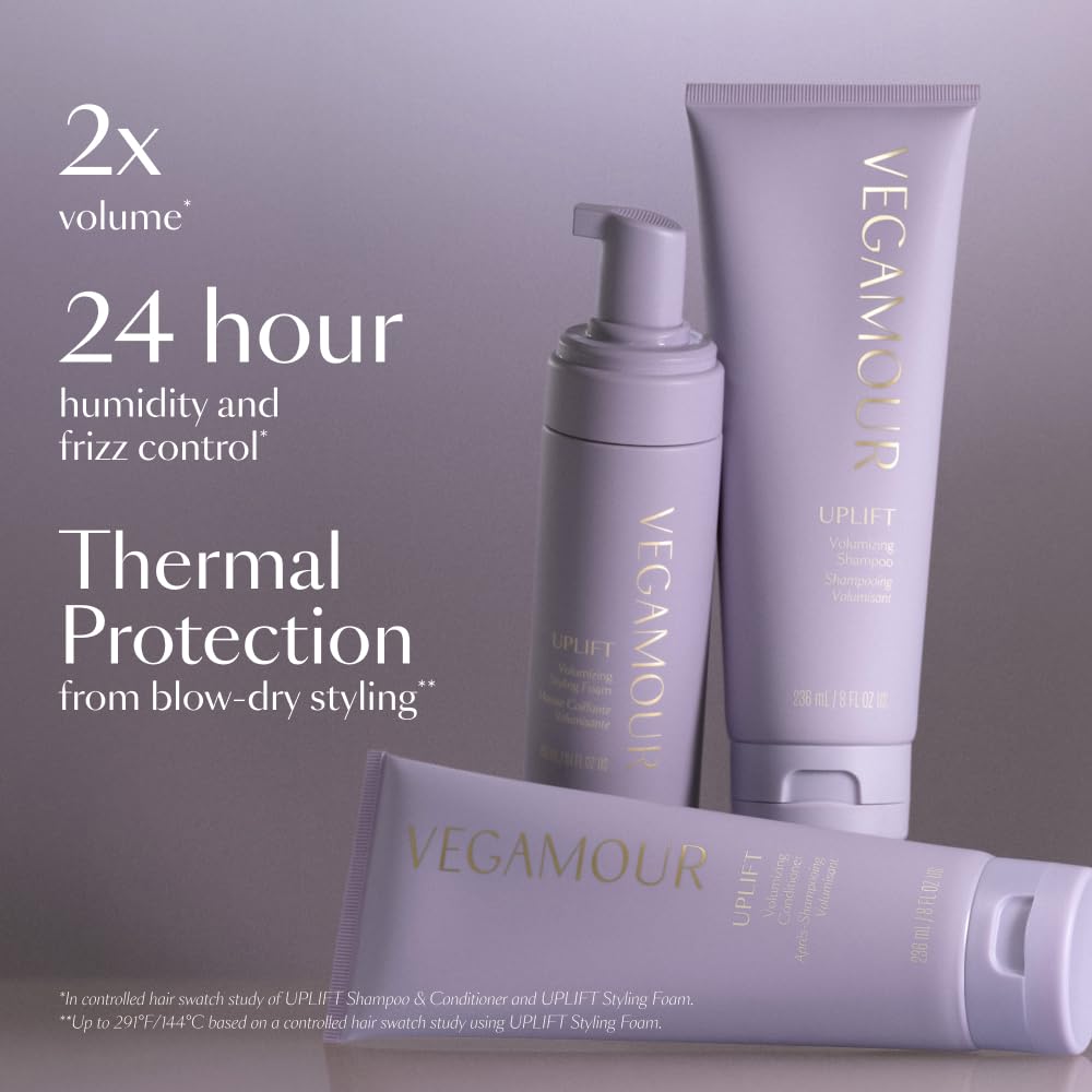 VEGAMOUR UPLIFT shampoo volume bloom shows lifted roots and bounce