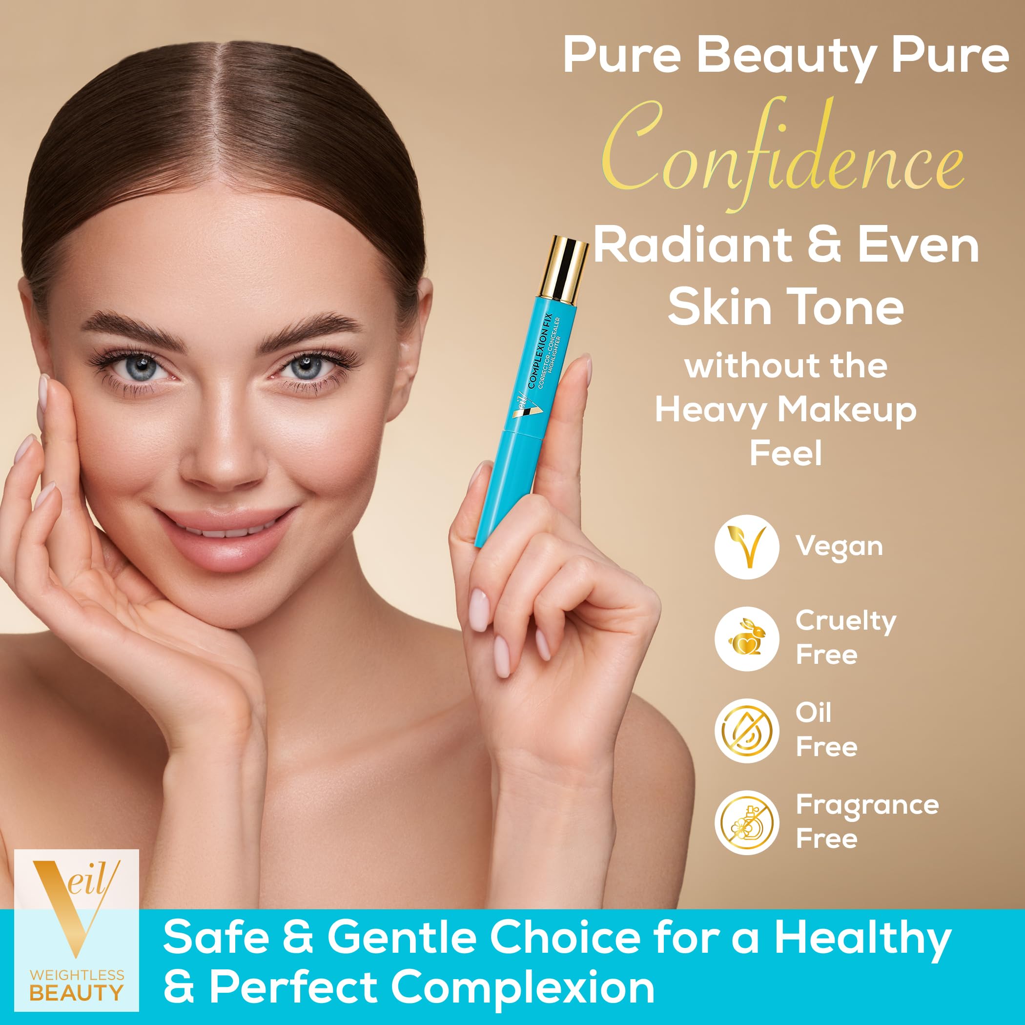Veil Cosmetics Concealer Pen – Teinte 2N Light Neutral adaptée pour corriger cernes et rougeurs