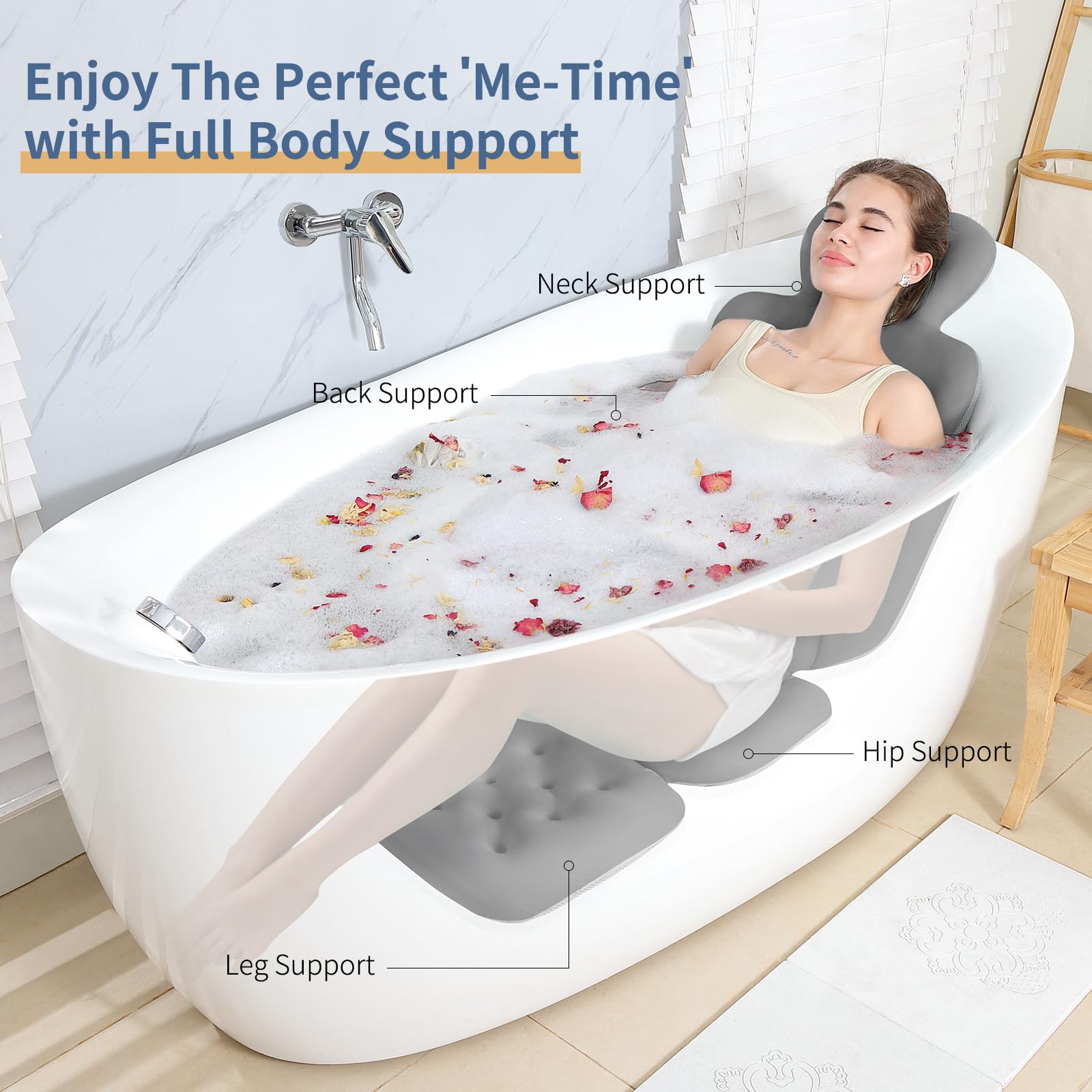 VEILS almohada de baño, apoyo para espalda y columna, favorece una postura cómoda.