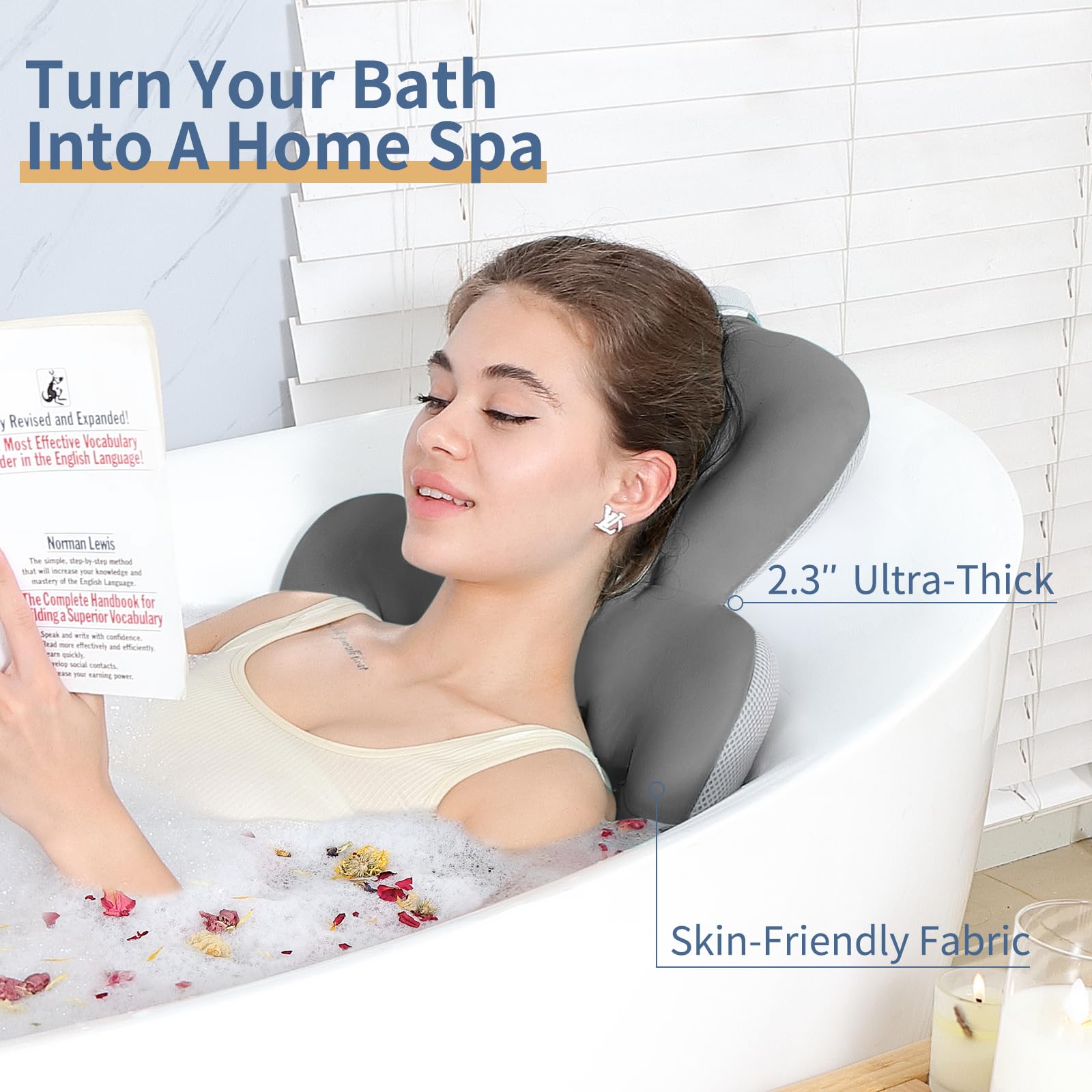 VEILS almohada de baño, acolchado grueso para mayor comodidad.