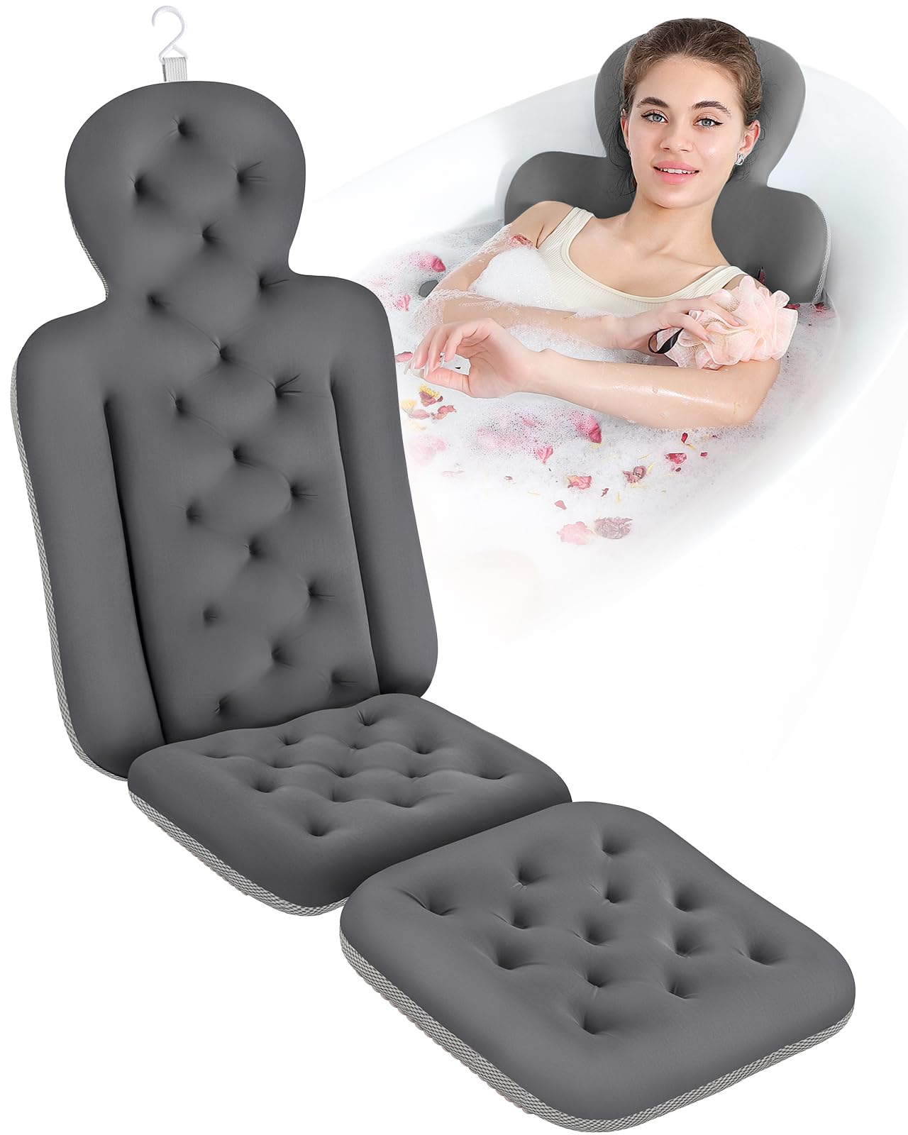VEILS almohada de baño con ventosas 160, sujeción estable para sesiones relajantes.
