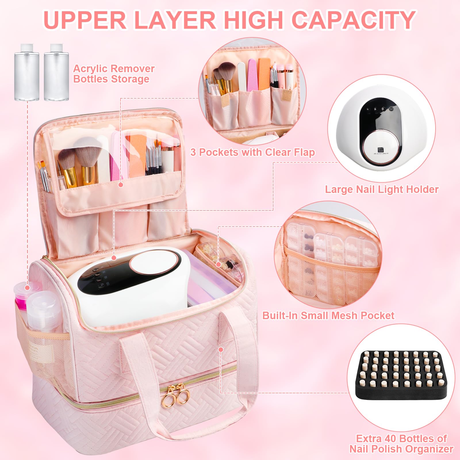 Veirdro bolsillos-accesorios-uñas para almacenamiento compacto y ordenado.