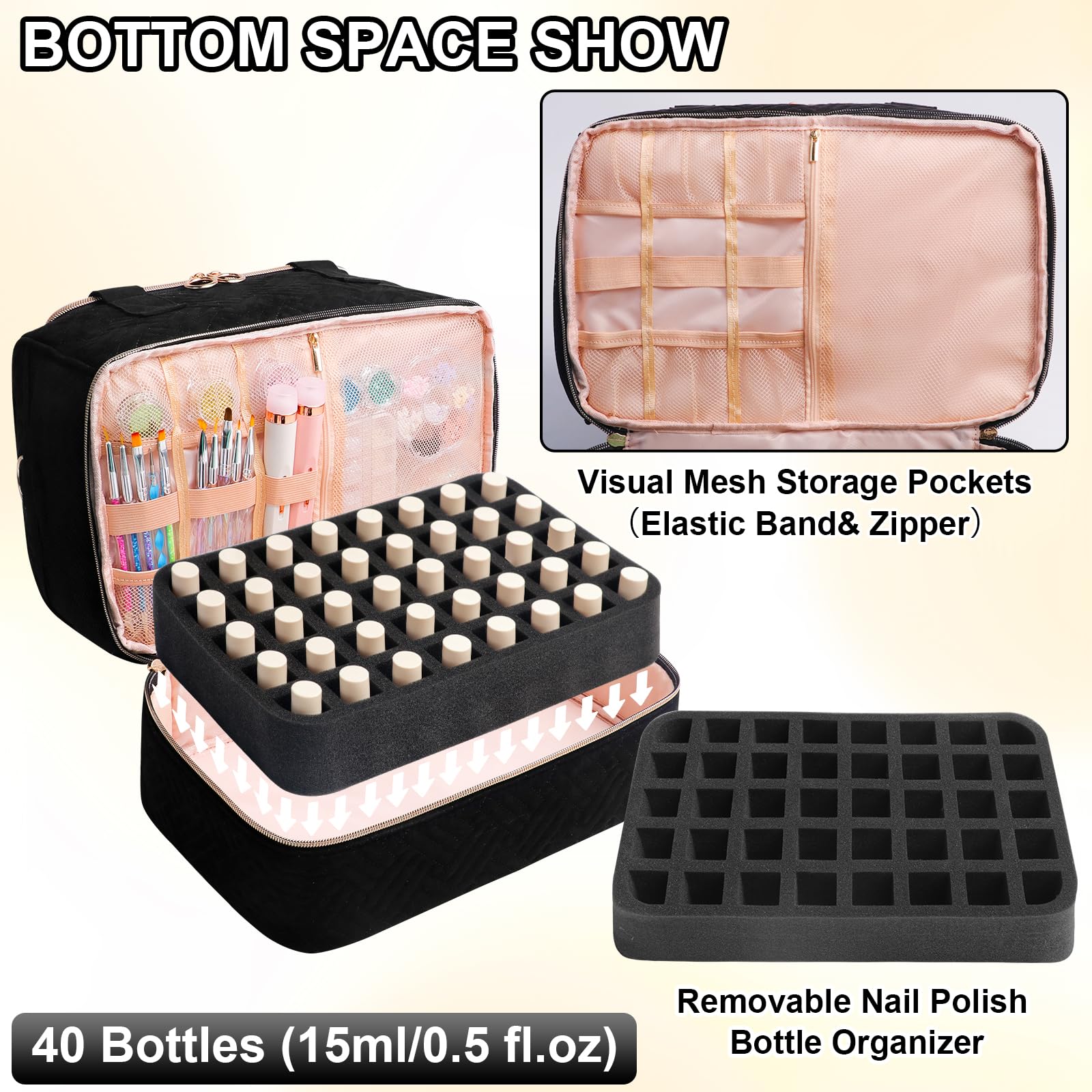 Veirdro organizador de uñas, doble capa inferior para esmaltes.