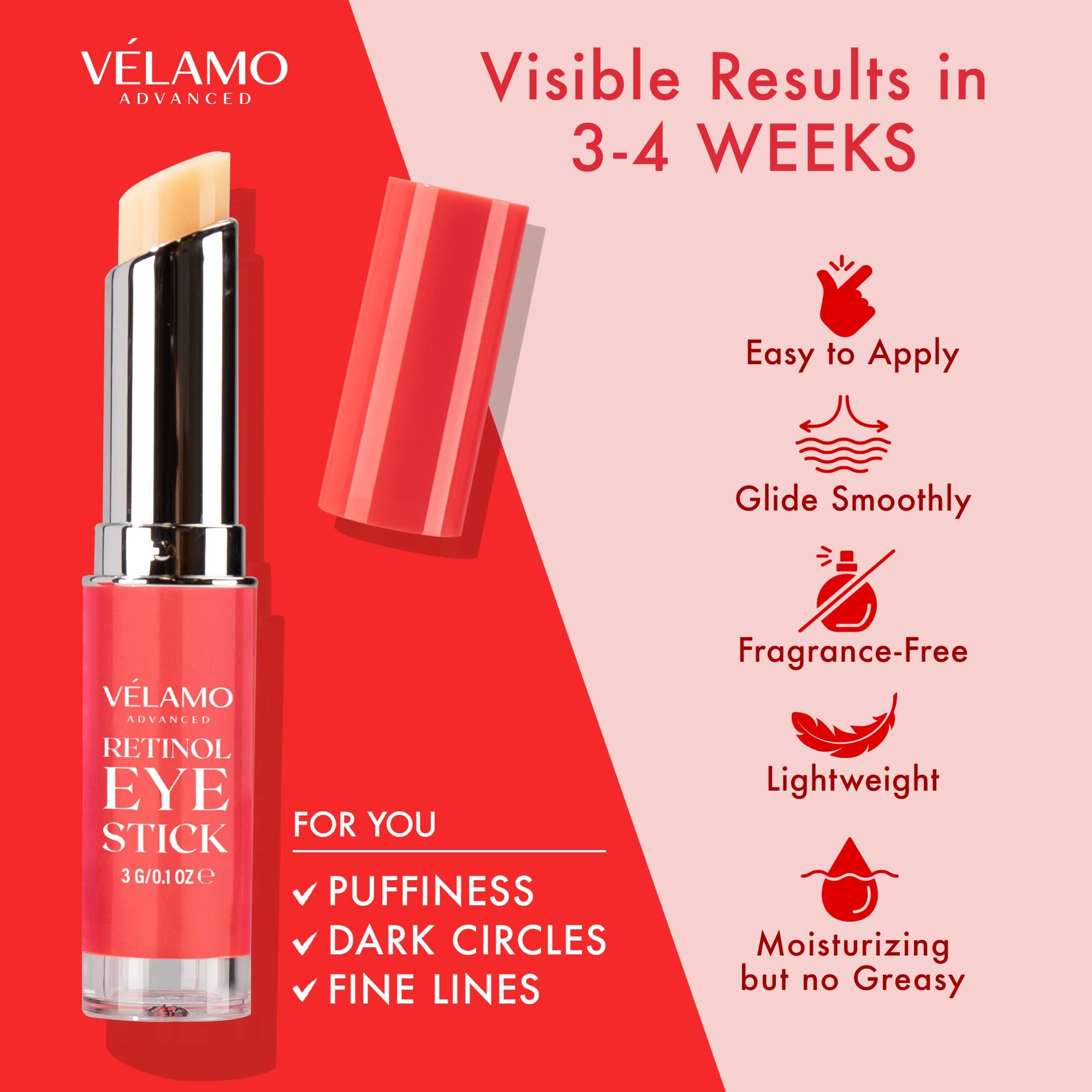VELAMO ADVANCED Retinol Eye Stick, dermatológicamente probado para piel sensible