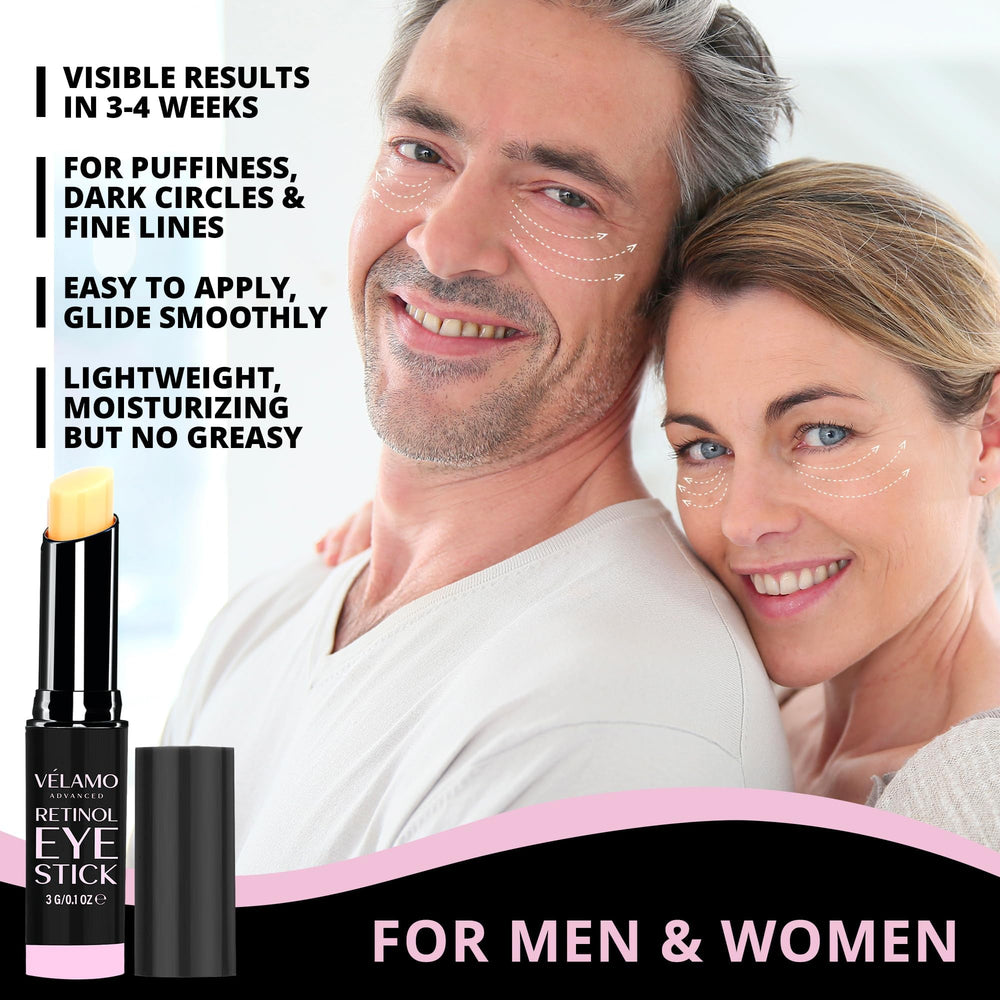 VELAMO ADVANCED Retinol Eye Stick con aplicador suave para disminuir líneas finas.