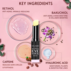 VELAMO ADVANCED Retinol Eye Stick envase compacto para uso nocturno.