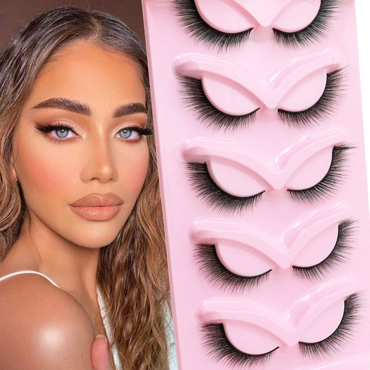 Veleasha Fox Eye Lashes L Curl Fluffy, mirada definida y suave para uso diario.