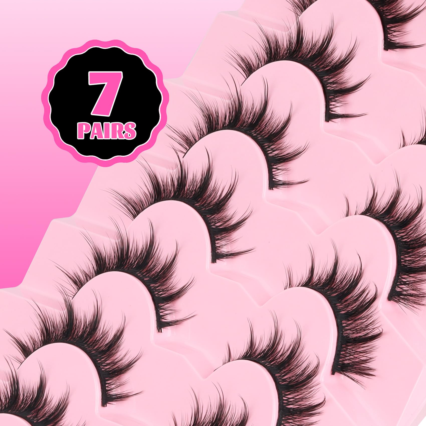 Paquete de 7 pares de Pestañas Veleasha para looks versátiles.