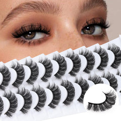 Pestañas rusas D Curl de Veleasha, conjunto de 10 pares para volumen suave.