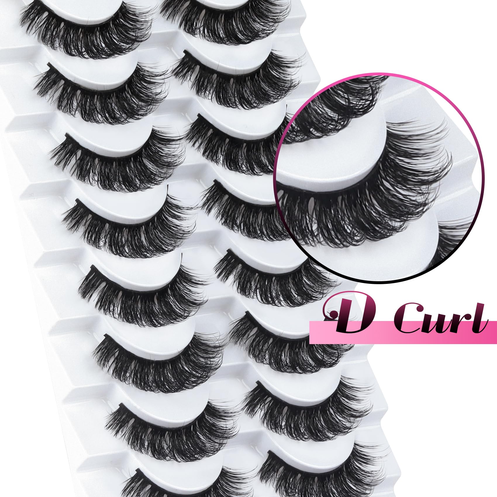 Detalle de efecto volumen suave de las pestañas rusas D Curl de Veleasha.