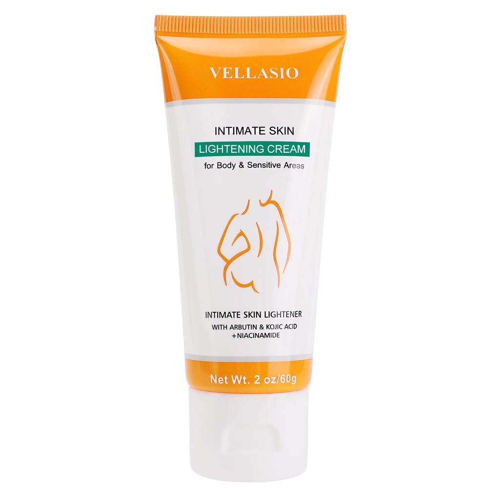 VELLASIO crème éclaircissante intime, peau uniforme et douce.