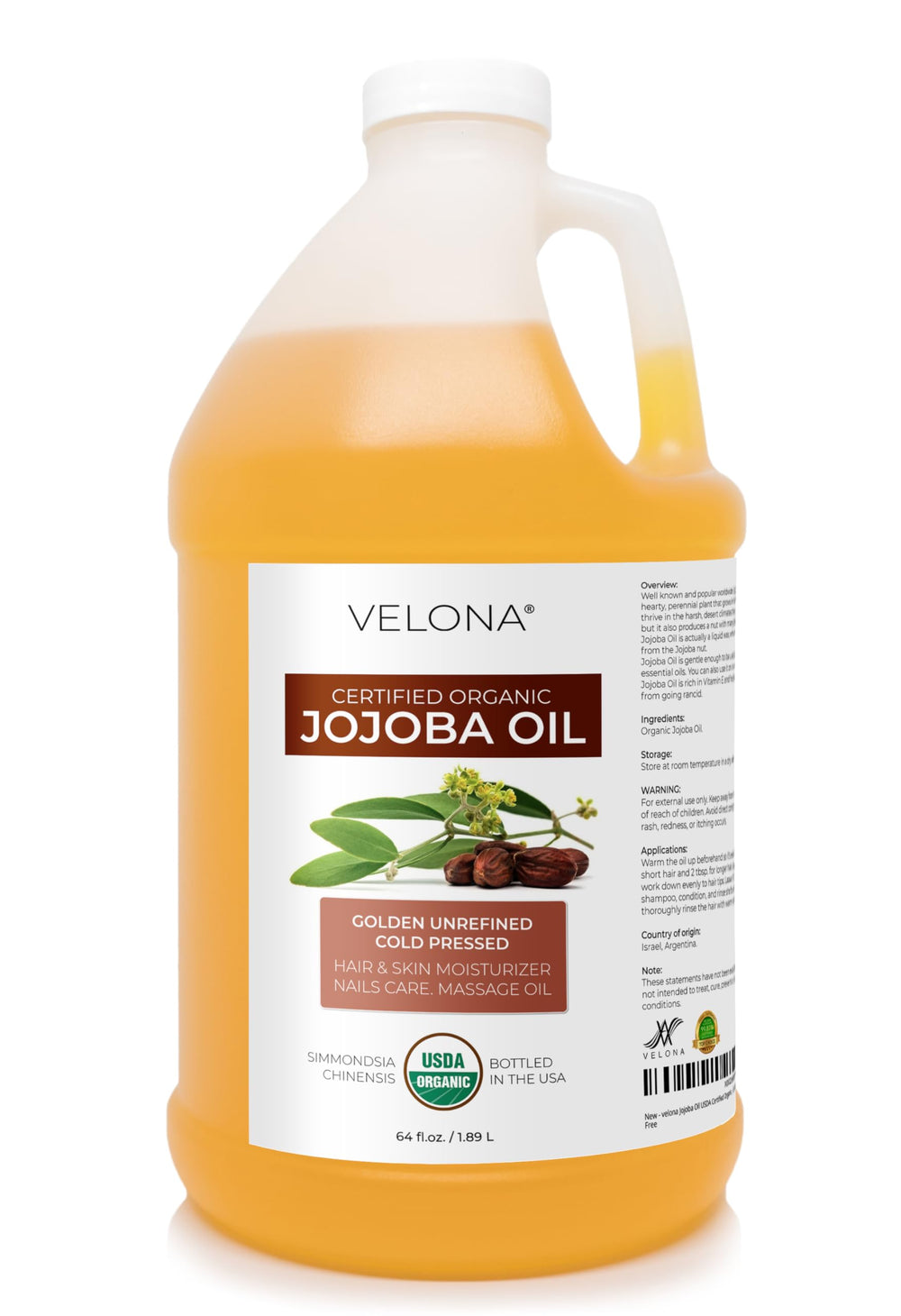 Velona Aceite de Jojoba en botella de 1,89 L para uso diario