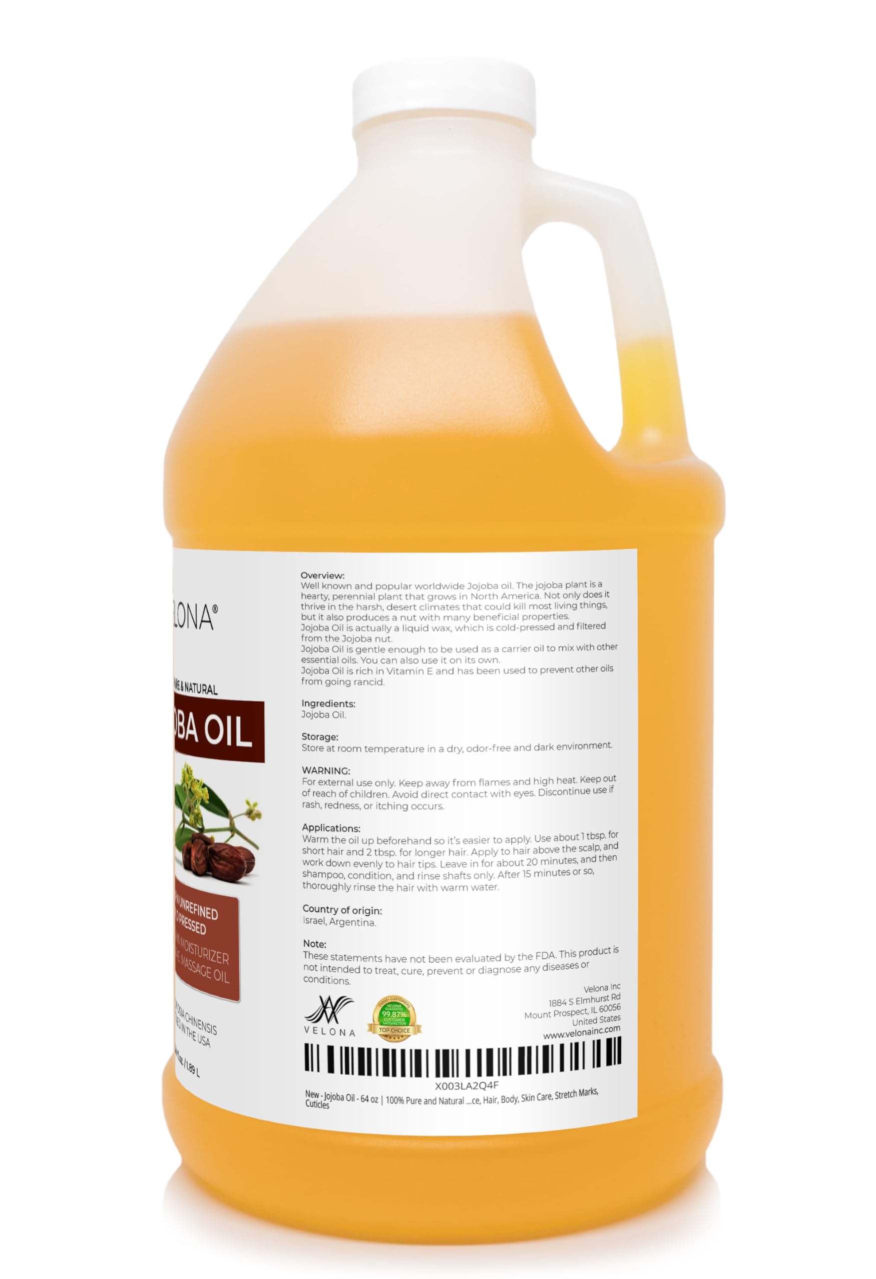 Velona Aceite de Jojoba, etiqueta clara