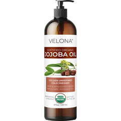 Velona aceite de jojoba orgánico prensado en frío con bomba para hidratación diaria de la piel