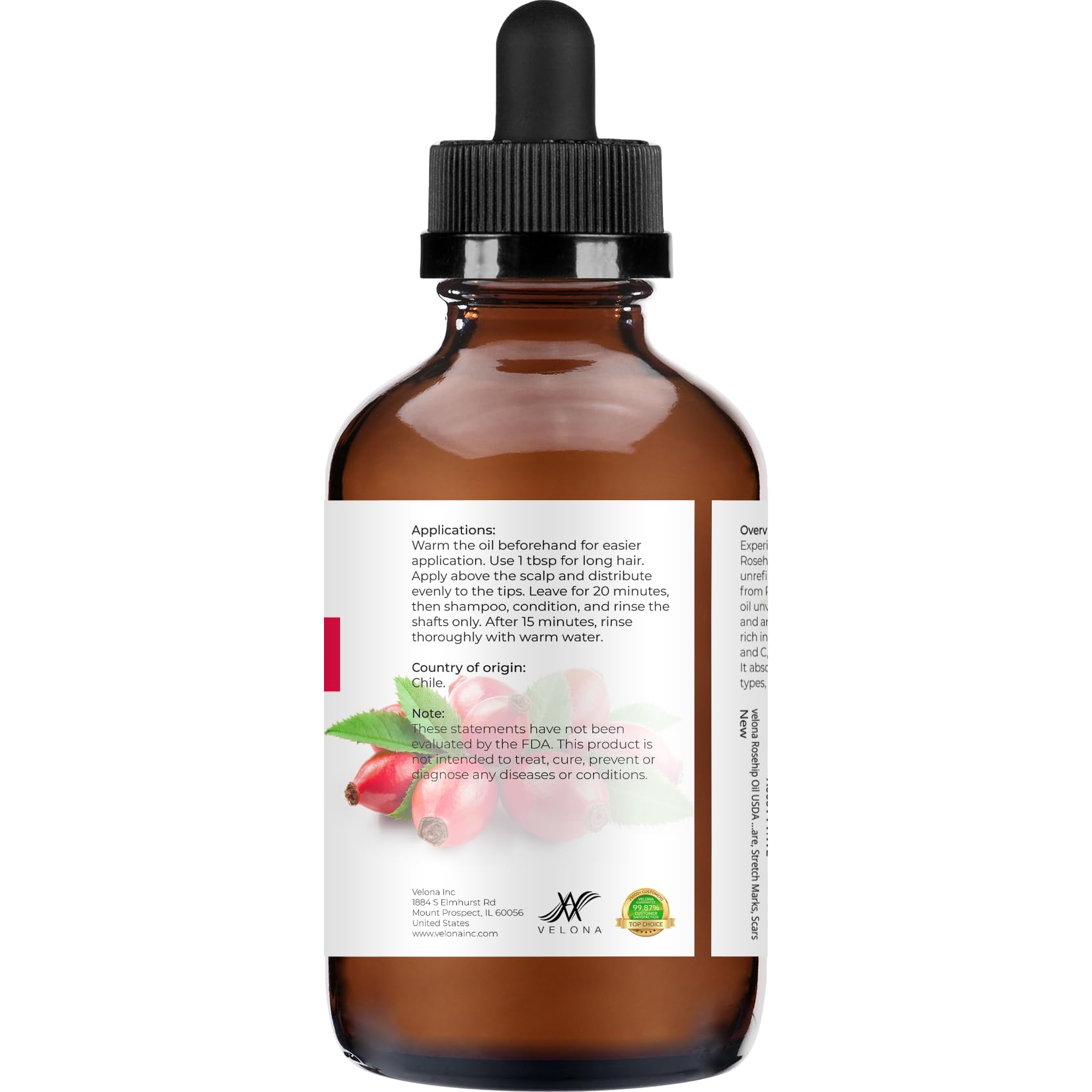 Velona Aceite de Rosa Mosqueta: uso para piel y cabello.