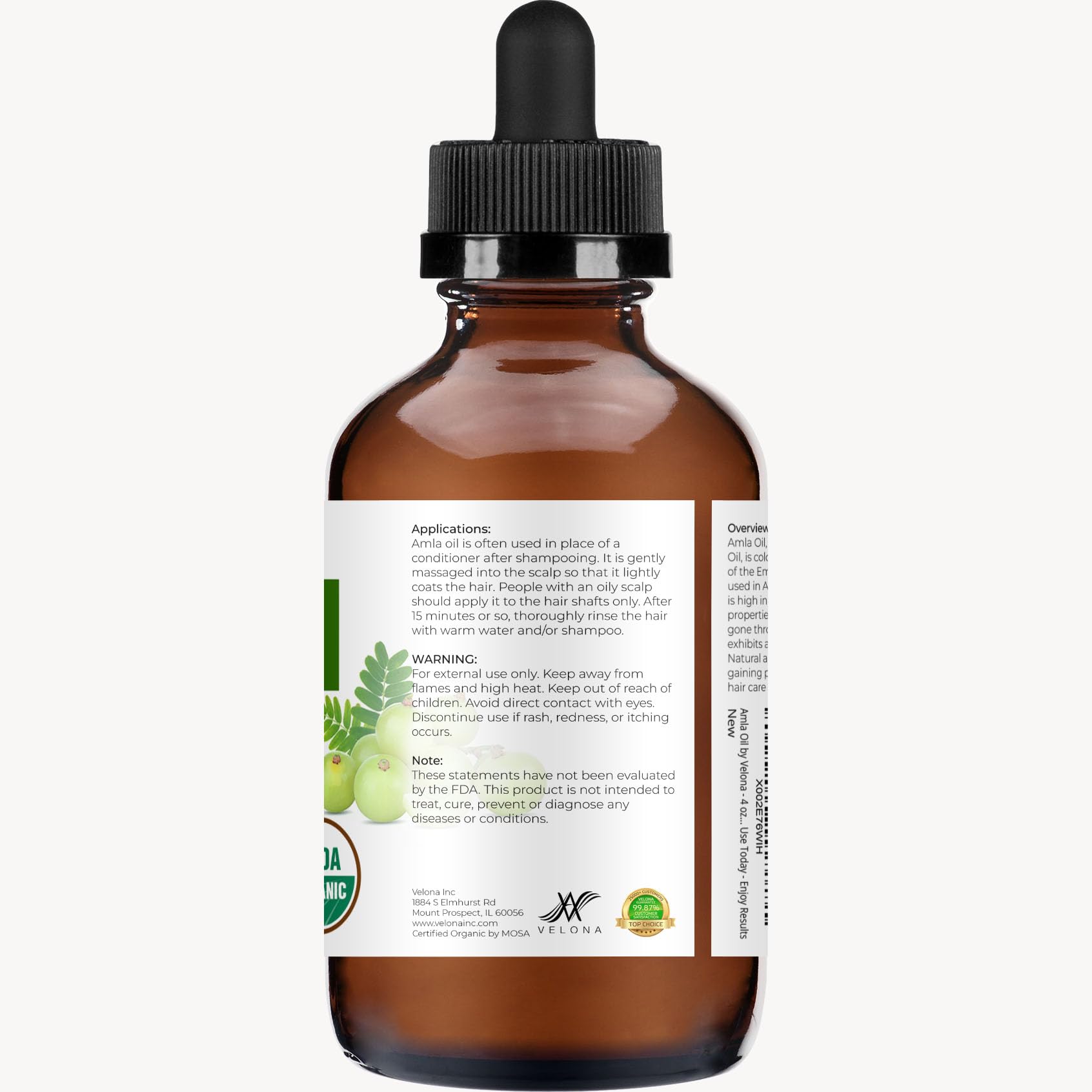 Velona Amla Aceite, frasco portador natural, ideal para masajes diarios.