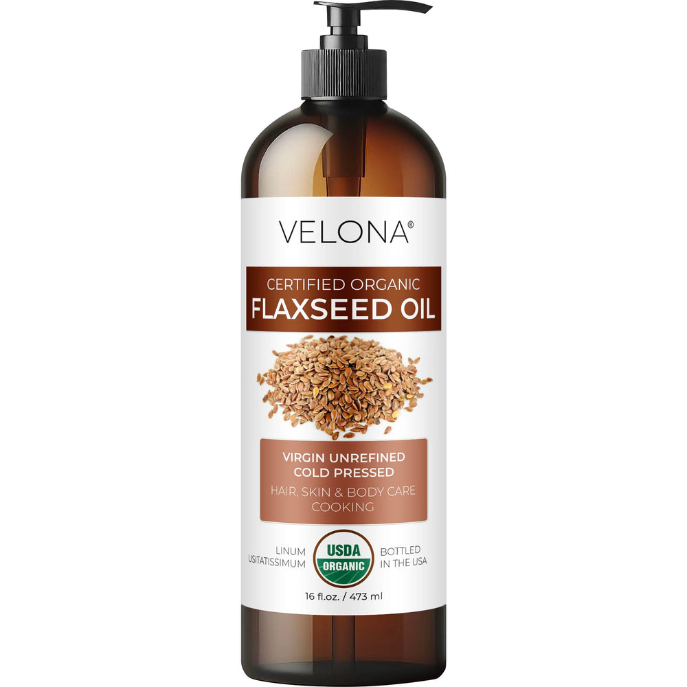 Velona flaxseed oil bottle pour for smooth skin care