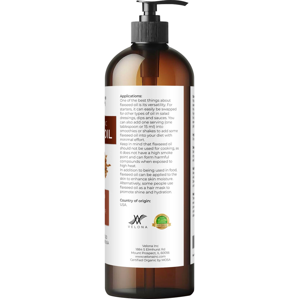 Velona flaxseed oil on skin for gentle moisturizing