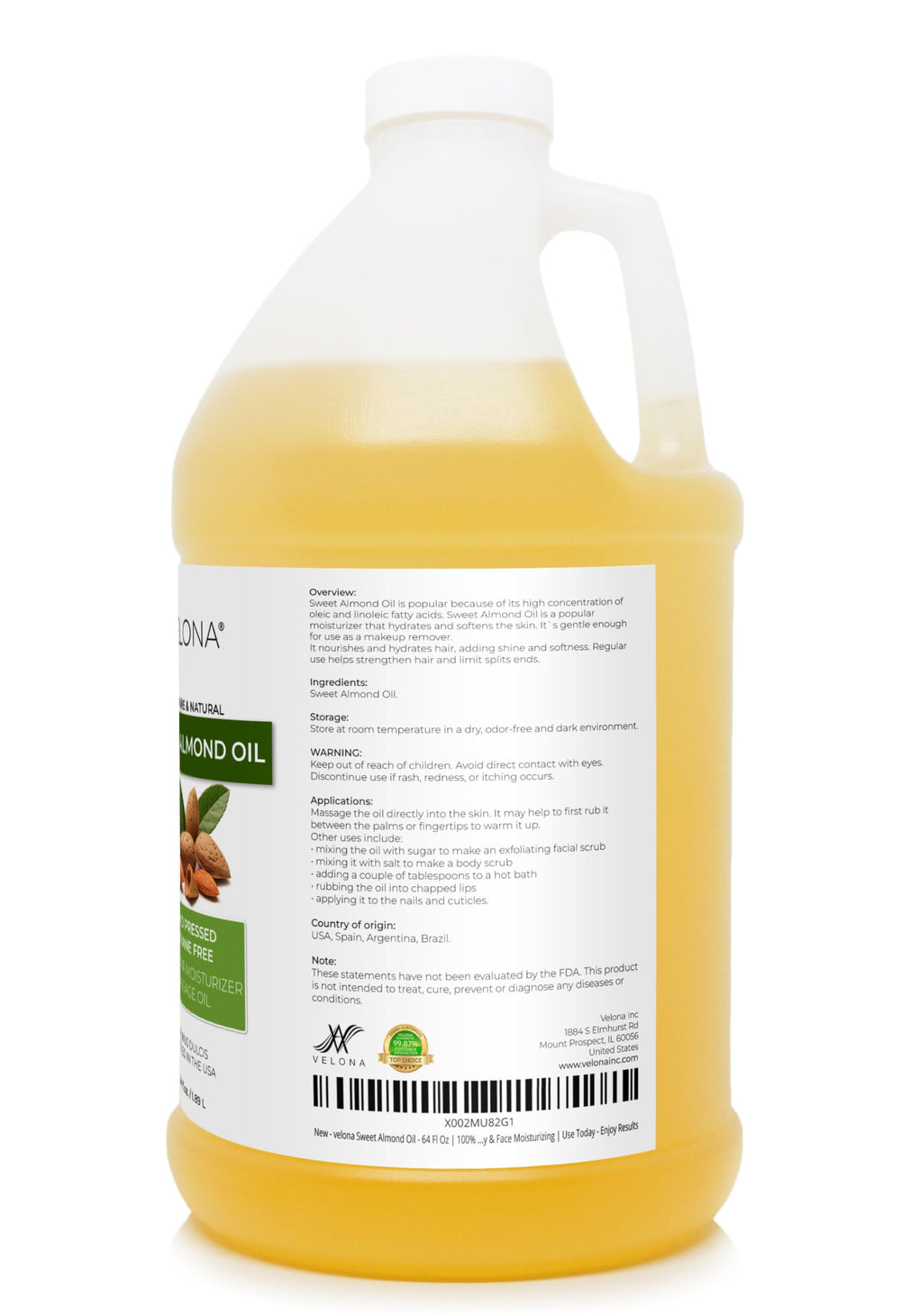 Velona Huile d'Amande Douce - texture satinée idéale pour cheveux secs