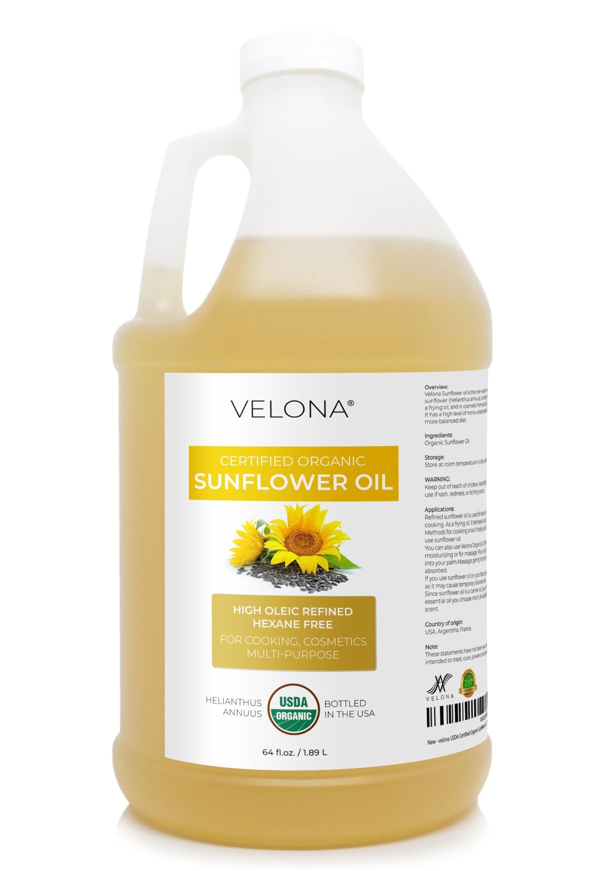 Velona huile tournesol bouteille presentation — idéale pour cuisiner et hydrater légèrement la peau.