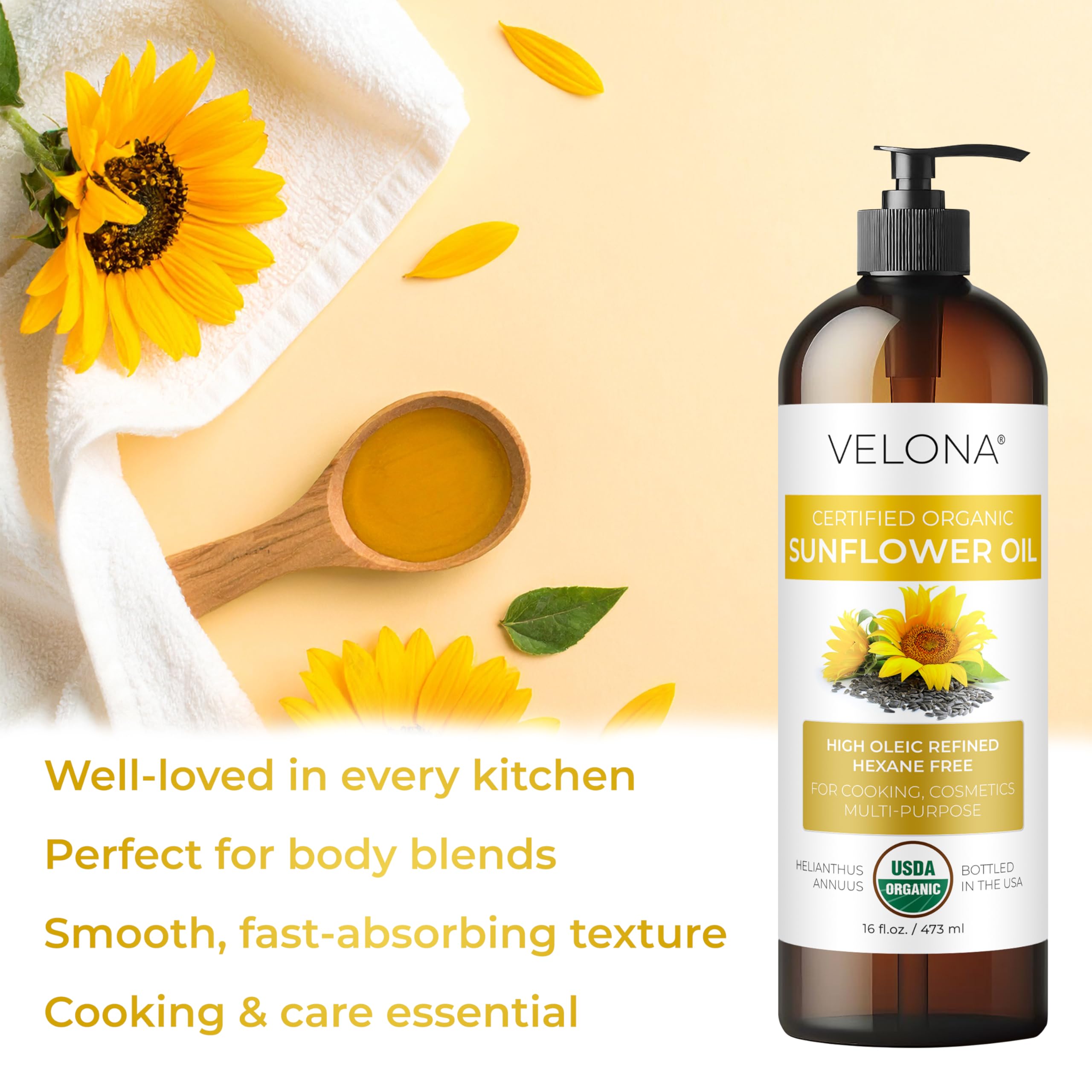 Velona huile tournesol utilisation cuisine — cuisson à haute chaleur et assaisonnements neutres.