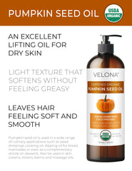 Velona pumpkin seed oil pour shot highlighting rich aroma for cooking.