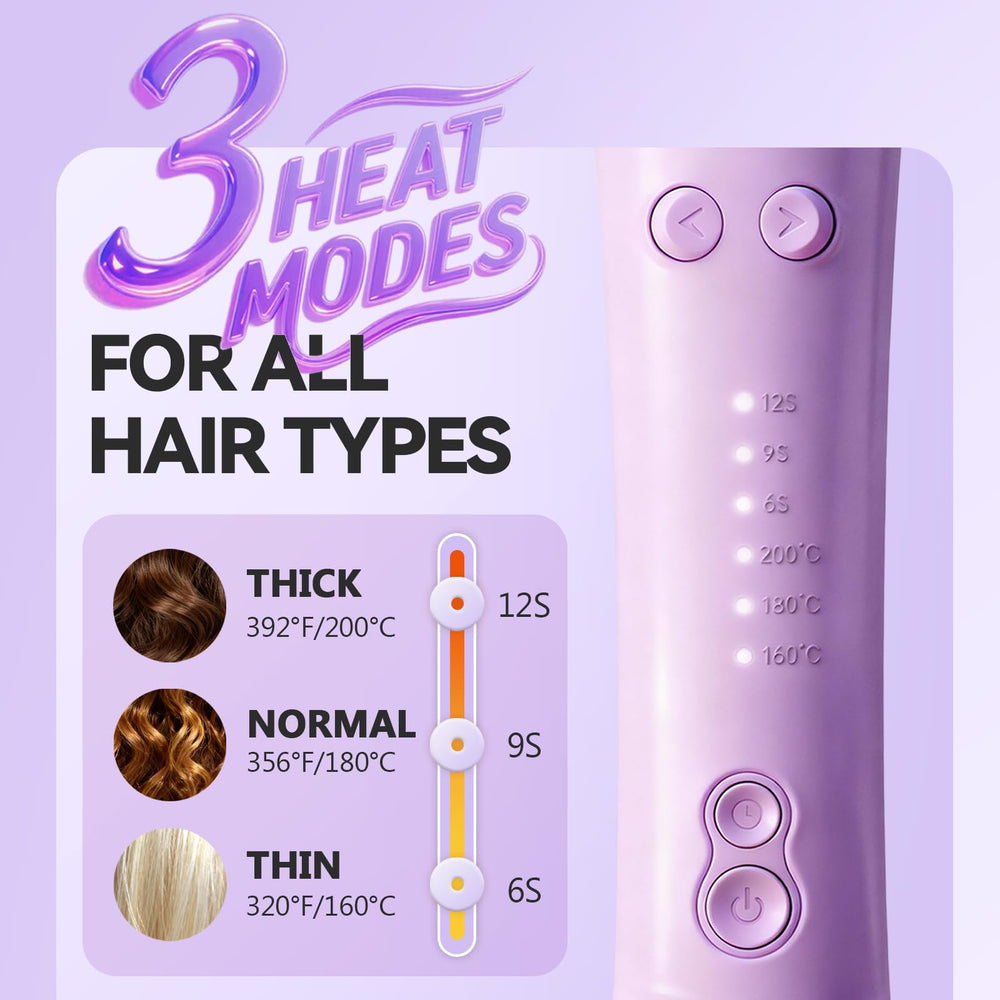 VELOZ rizador automático, sensor anti-enredos protege el cabello durante el peinado