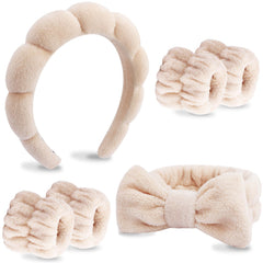 VELSCRUN banda cabeza spa con lazo marrón, ideal para lavar la cara con comodidad