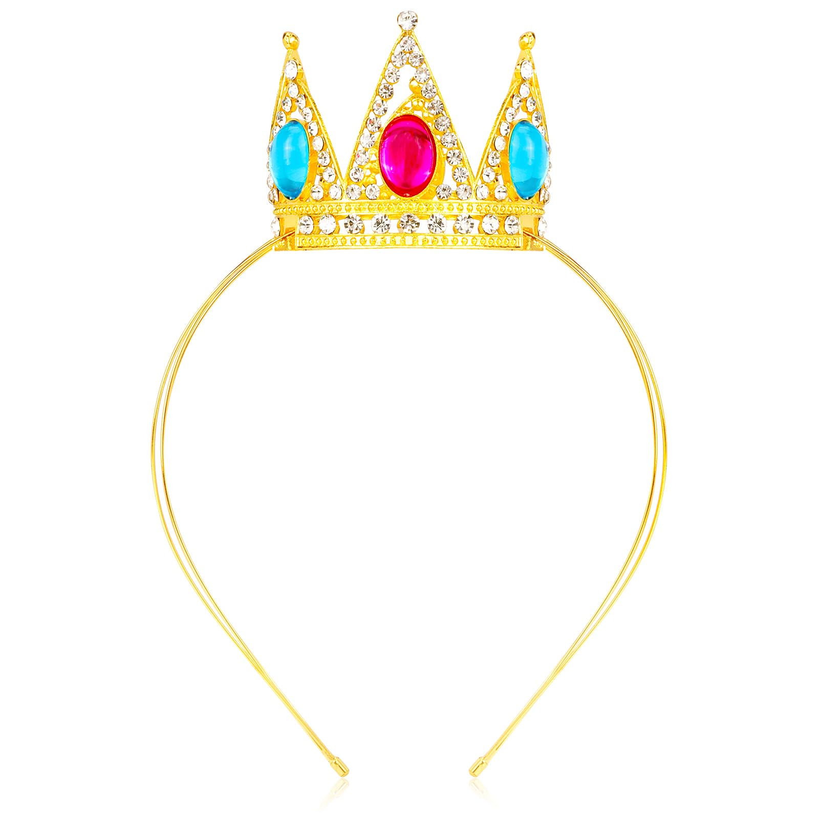 VELSCRUN corona princesa rojo-azul con piedras brillantes para fiestas
