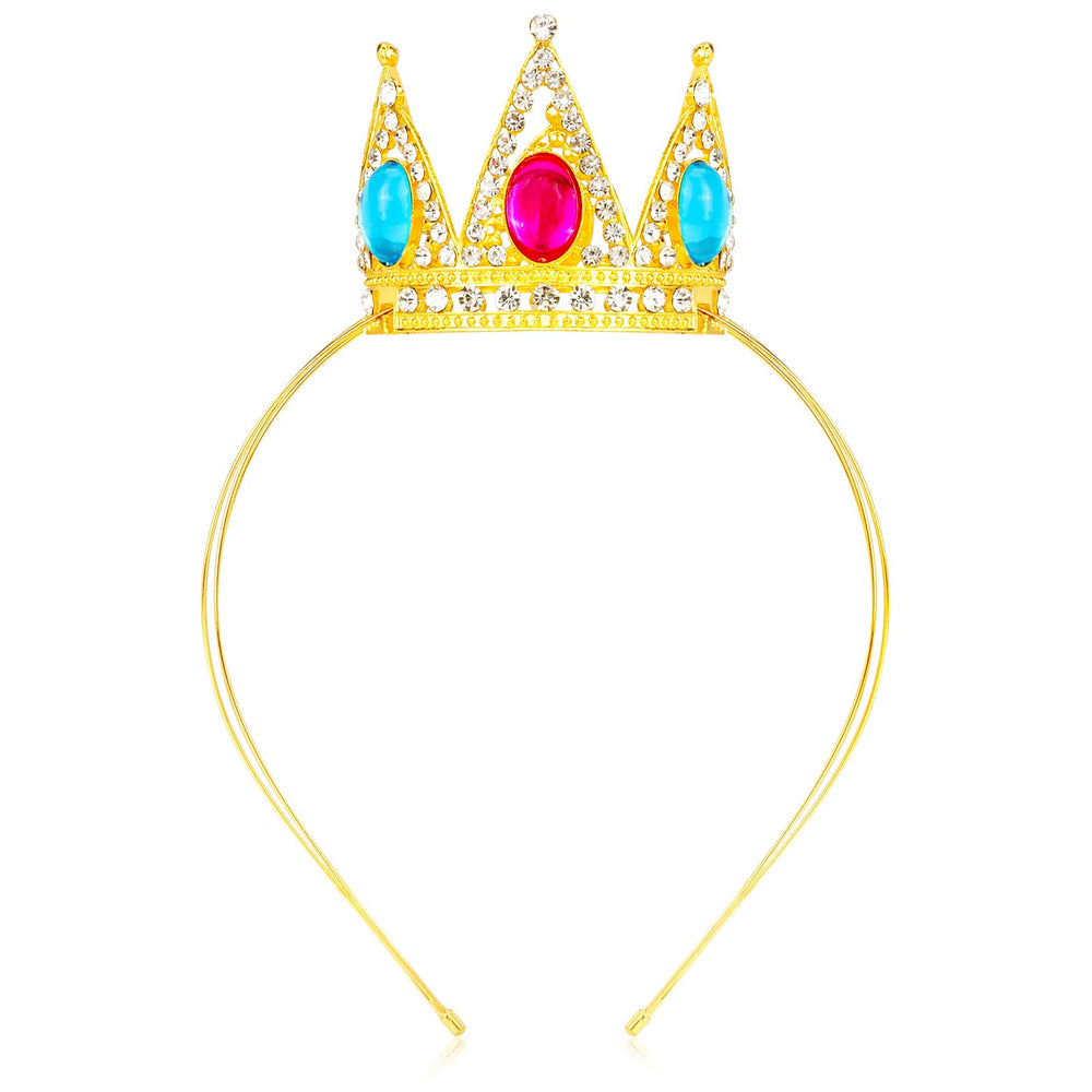 VELSCRUN corona princesa rojo-azul con piedras brillantes para fiestas