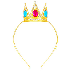 VELSCRUN corona princesa rojo-azul con piedras brillantes para fiestas