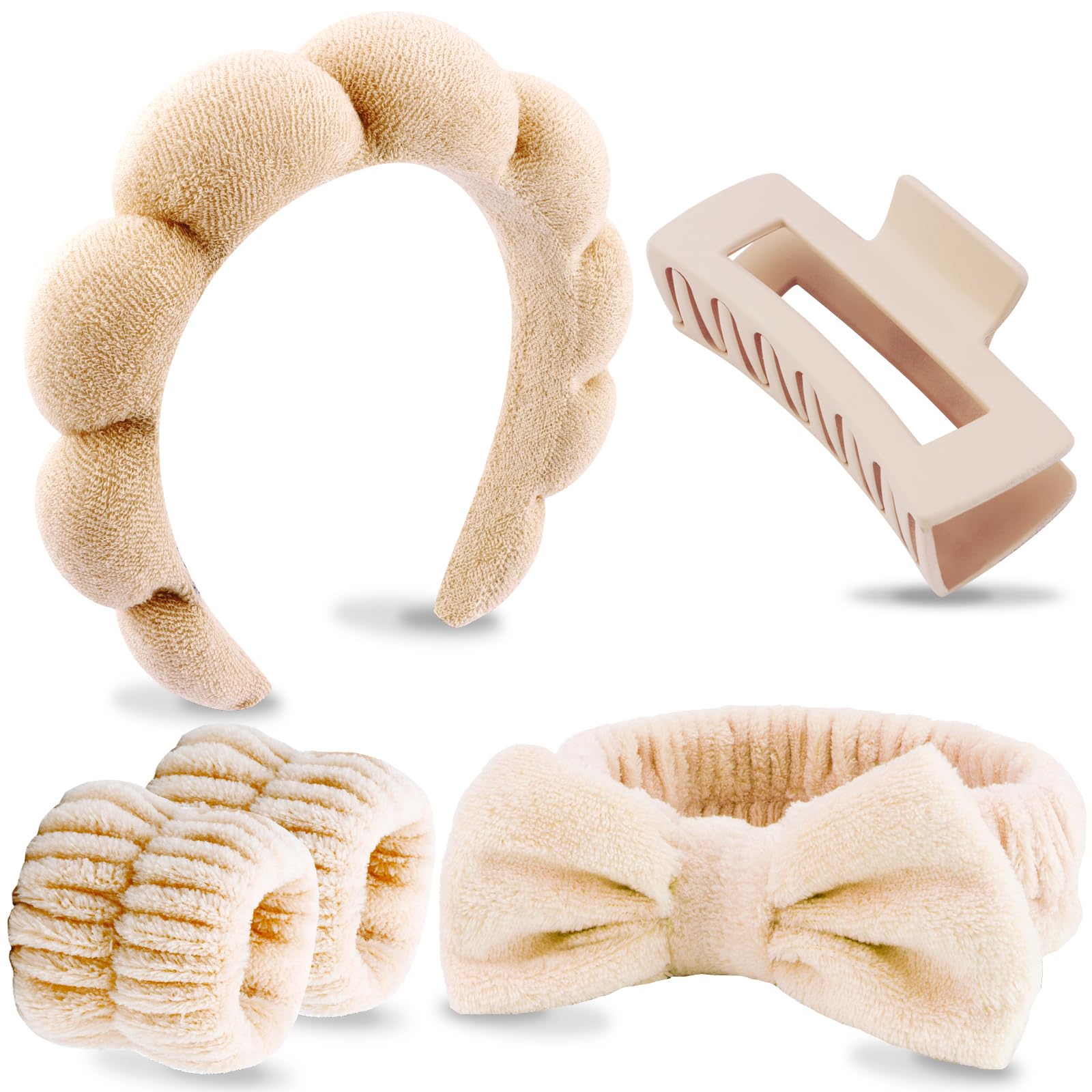 VELSCRUN banda spa para lavado facial, mantiene el cabello apartado con comodidad.