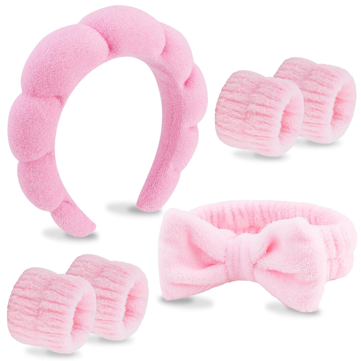 VELSCRUN diadema spa rosa con lazo para lavado de rostro
