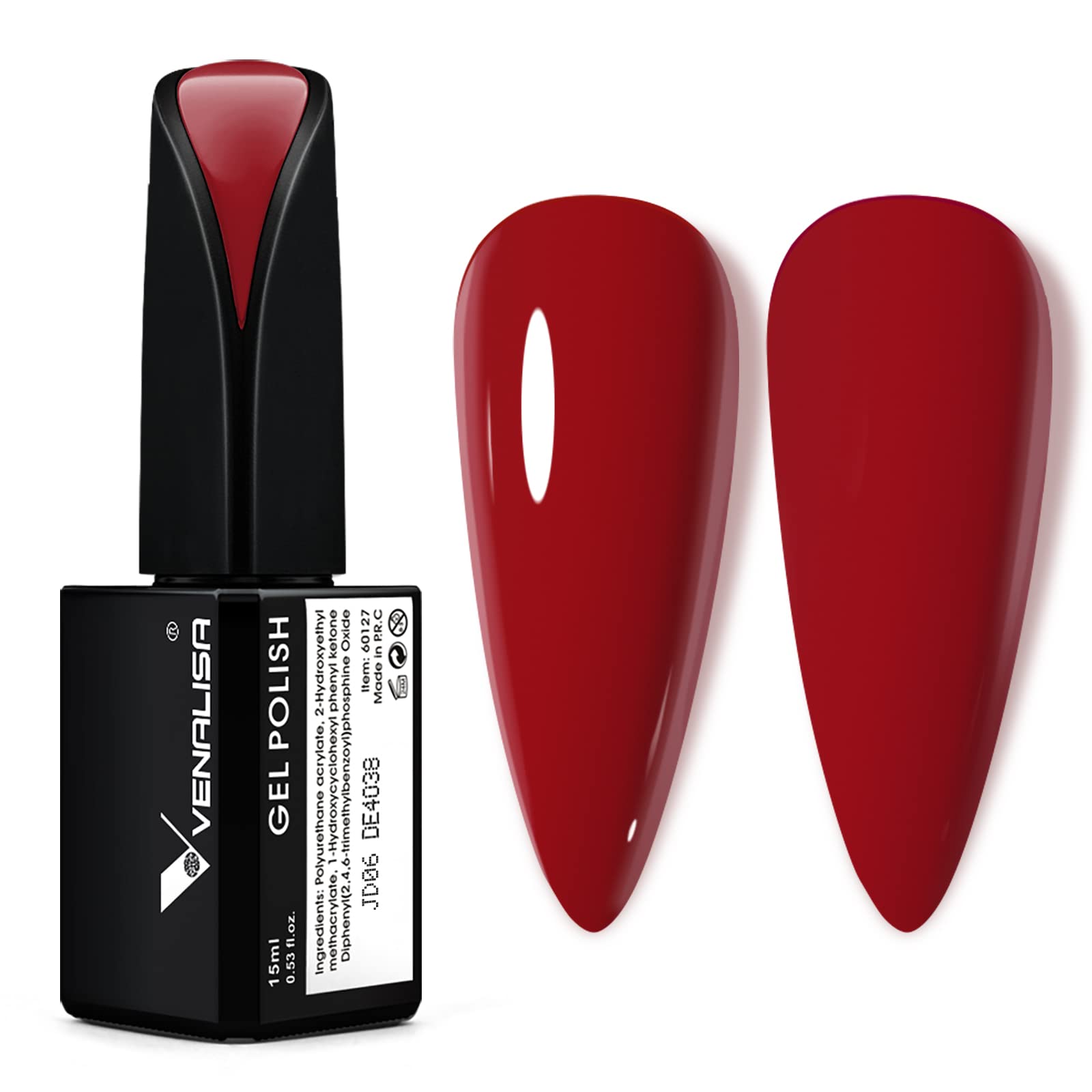 VENALISA Esmalte gel rojo brillante para color intenso y duradero