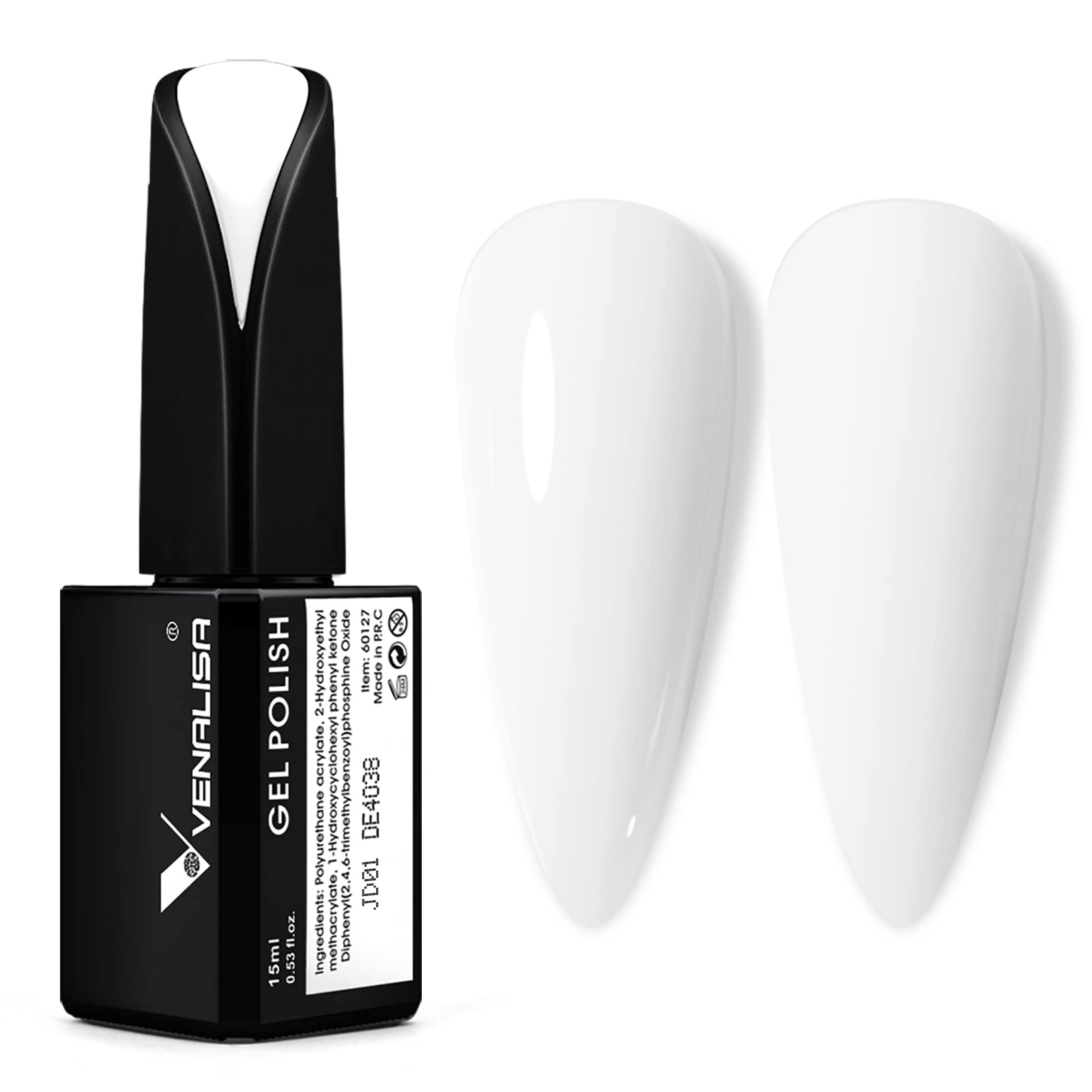 VENALISA gel uñas blanco puro para aplicación suave y duradera.