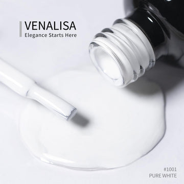 VENALISA gel uñas blanco puro con base y capa superior