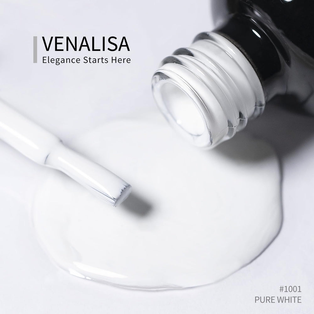 VENALISA gel uñas blanco puro con base y capa superior