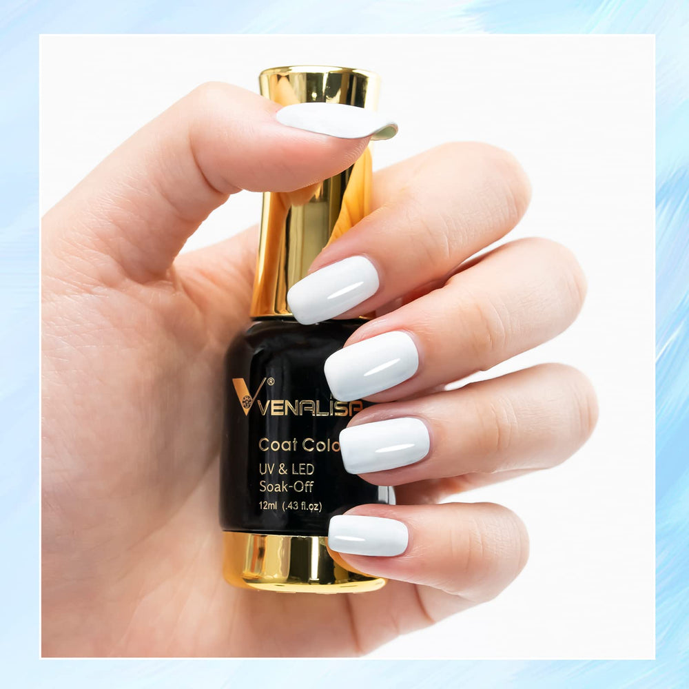 VENALISA gel uñas blanco puro curado bajo lámpara UV LED