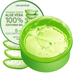 VENAMINE gel de aloe vera 300 ml, hidratación suave para rostro y cuerpo.