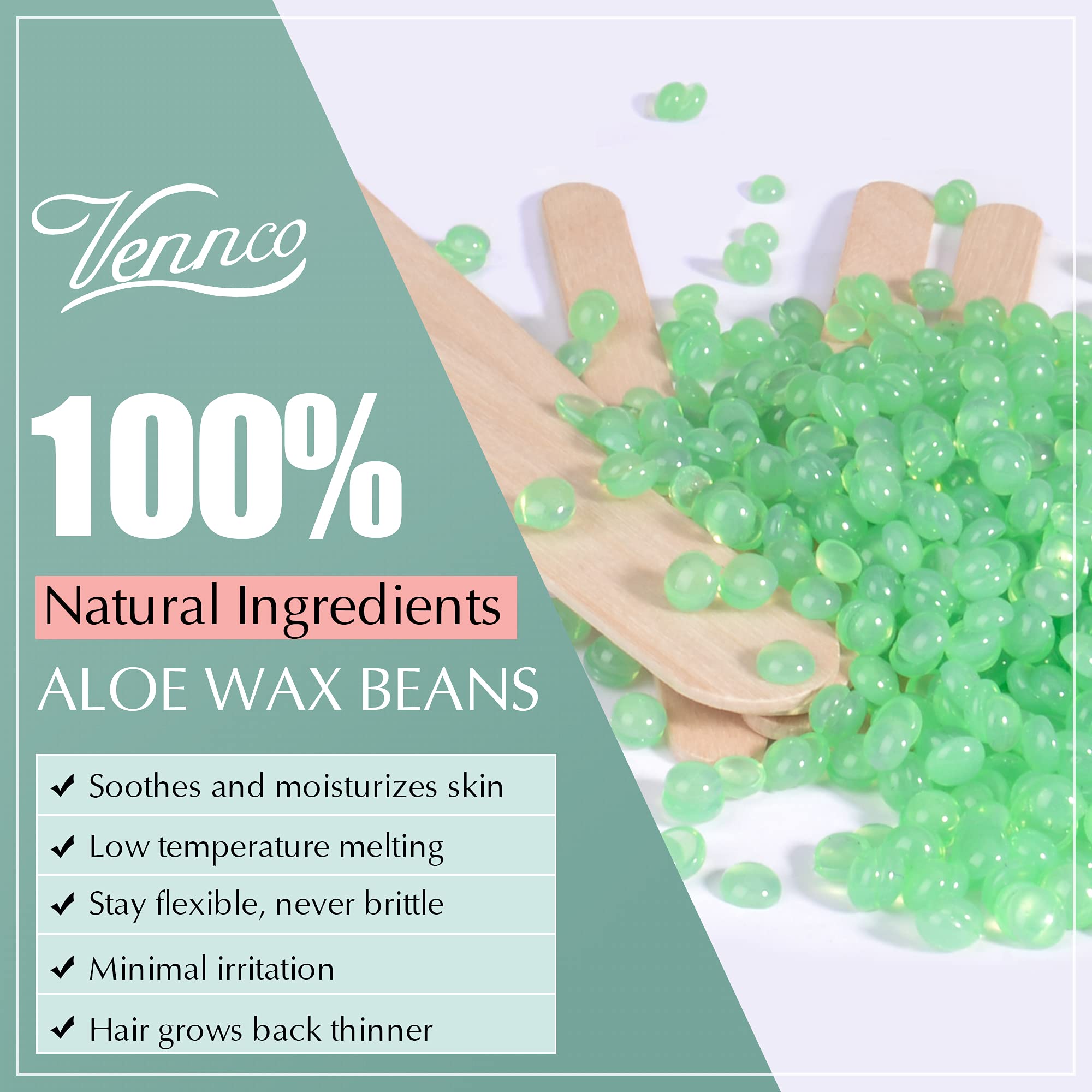 Effective at removing coarse hair from legs and arms with Vennco beads.
