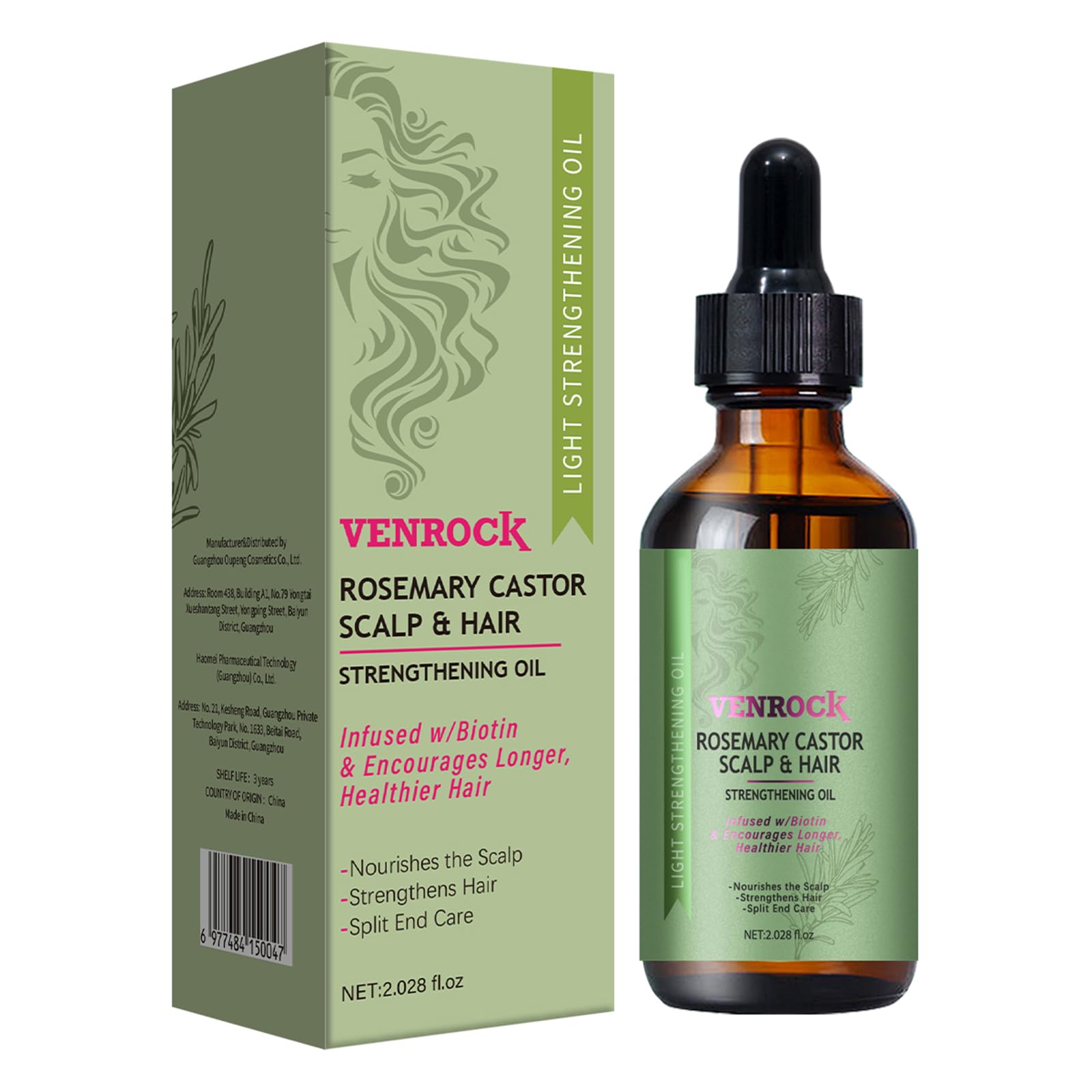 Venrock aceite cabelludo romero: frasco para nutrición diaria.