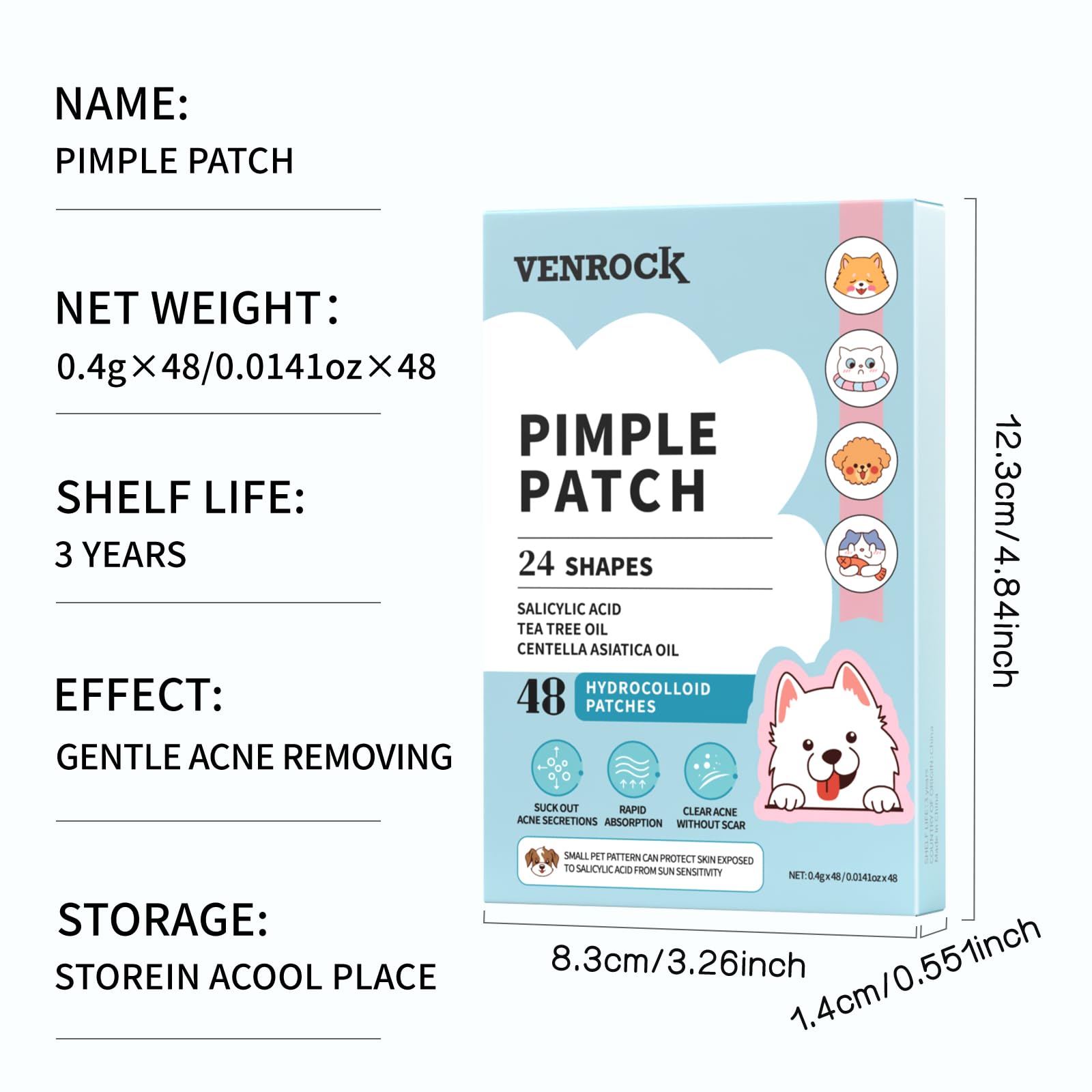 Venrock parches acné con diseño de buho, tratamiento suave para la piel sensible