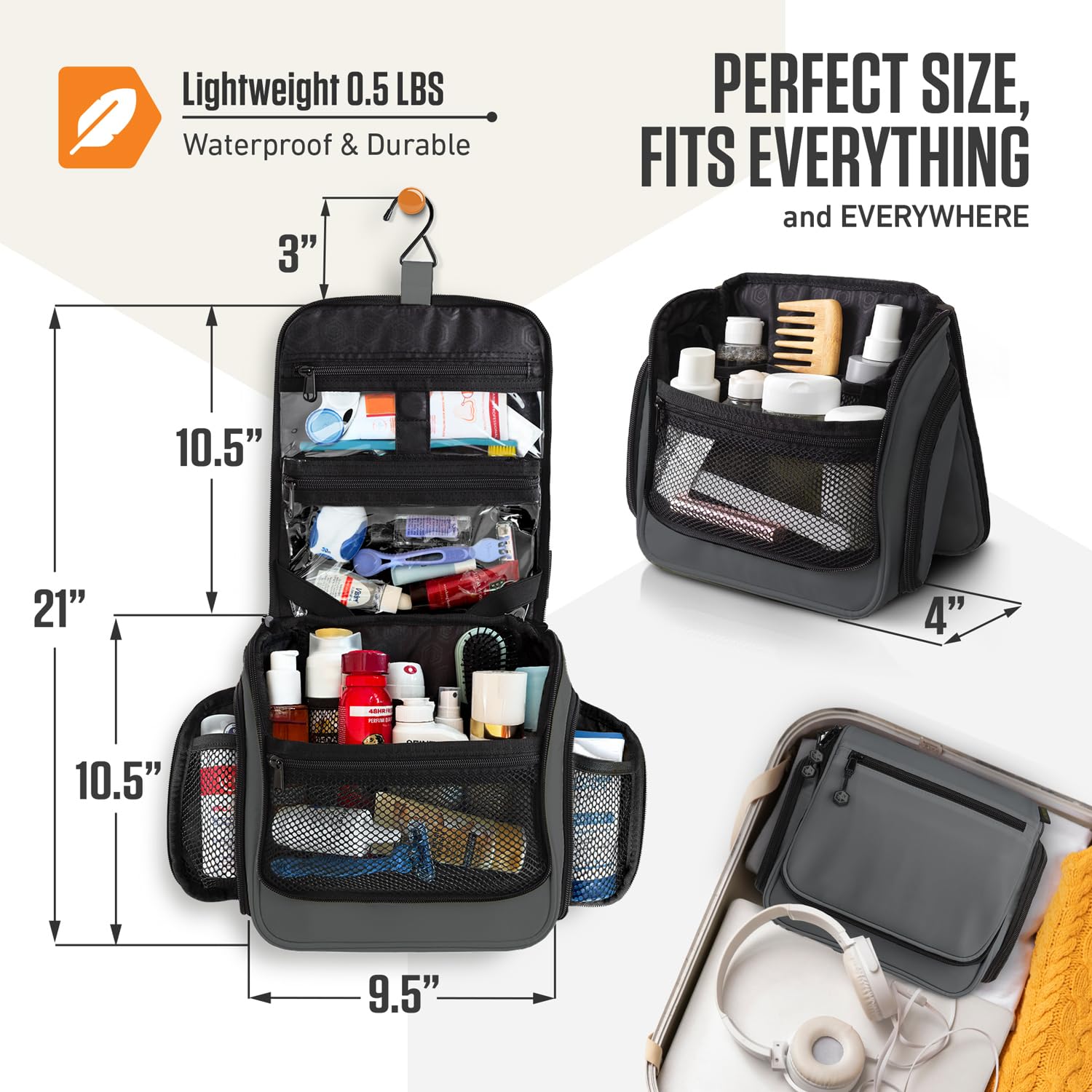 VENTURE 4TH bolsa con 18 compartimentos organiza higiene y maquillaje de forma ordenada