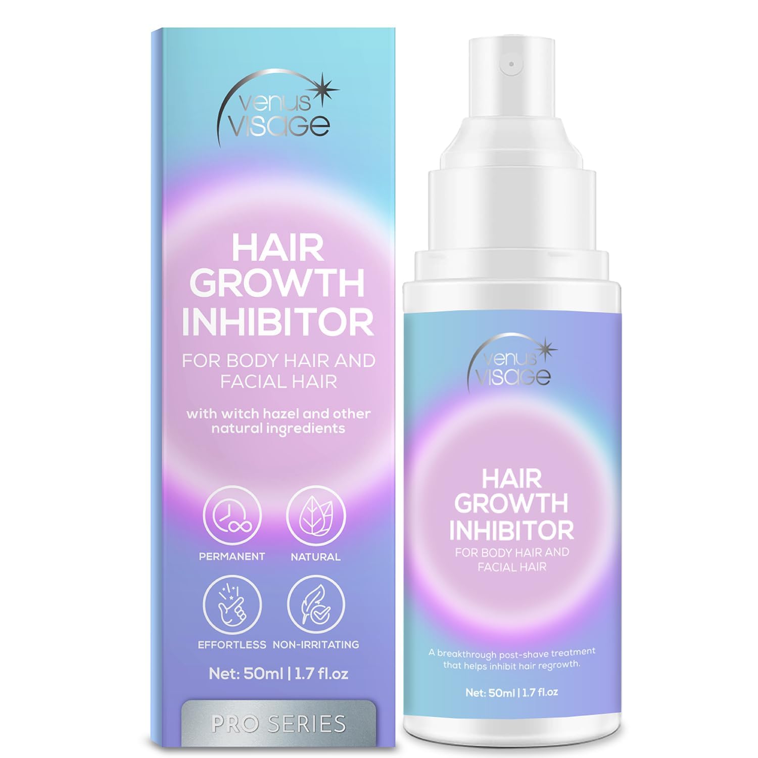 VENUS VISAGE inhibidor de pelo, botella 50ml para uso diario