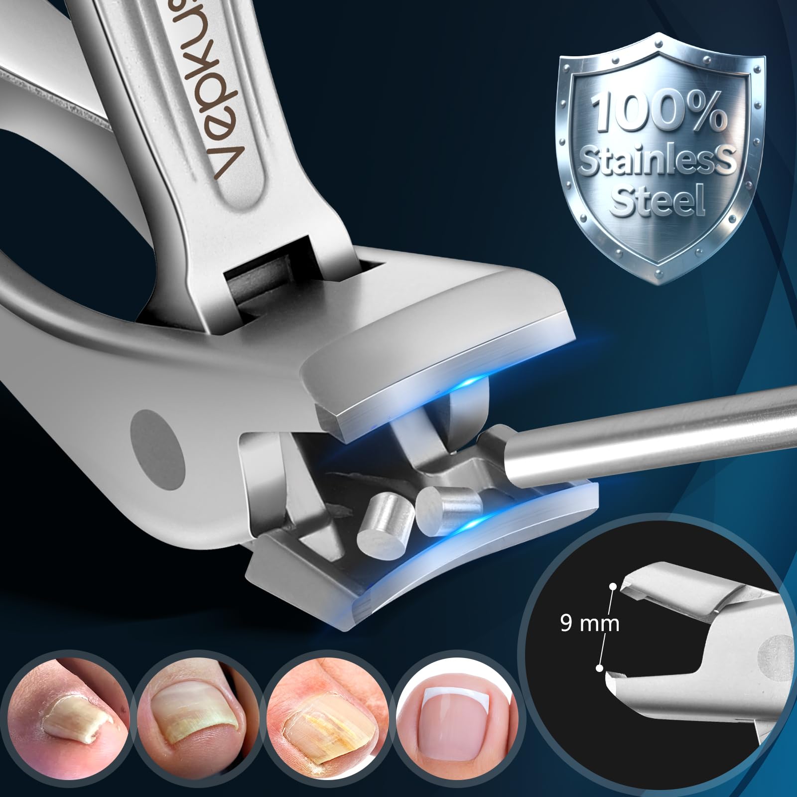 Corte con boca amplia de Vepkuso para uñas gruesas sin esfuerzo.