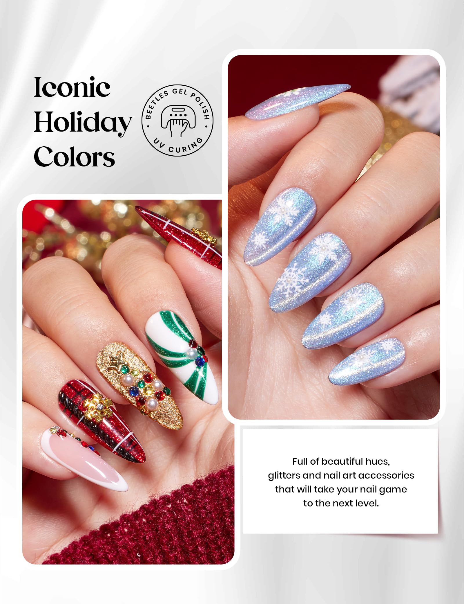 Beetles Gel Polish Or glitter, éclats dorés pour accents festifs.