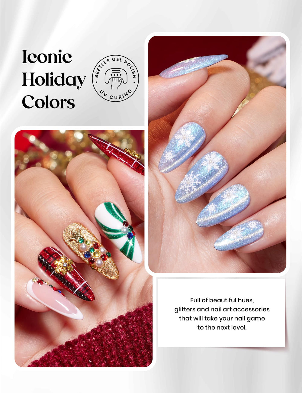 Beetles Gel Polish Or glitter, éclats dorés pour accents festifs.