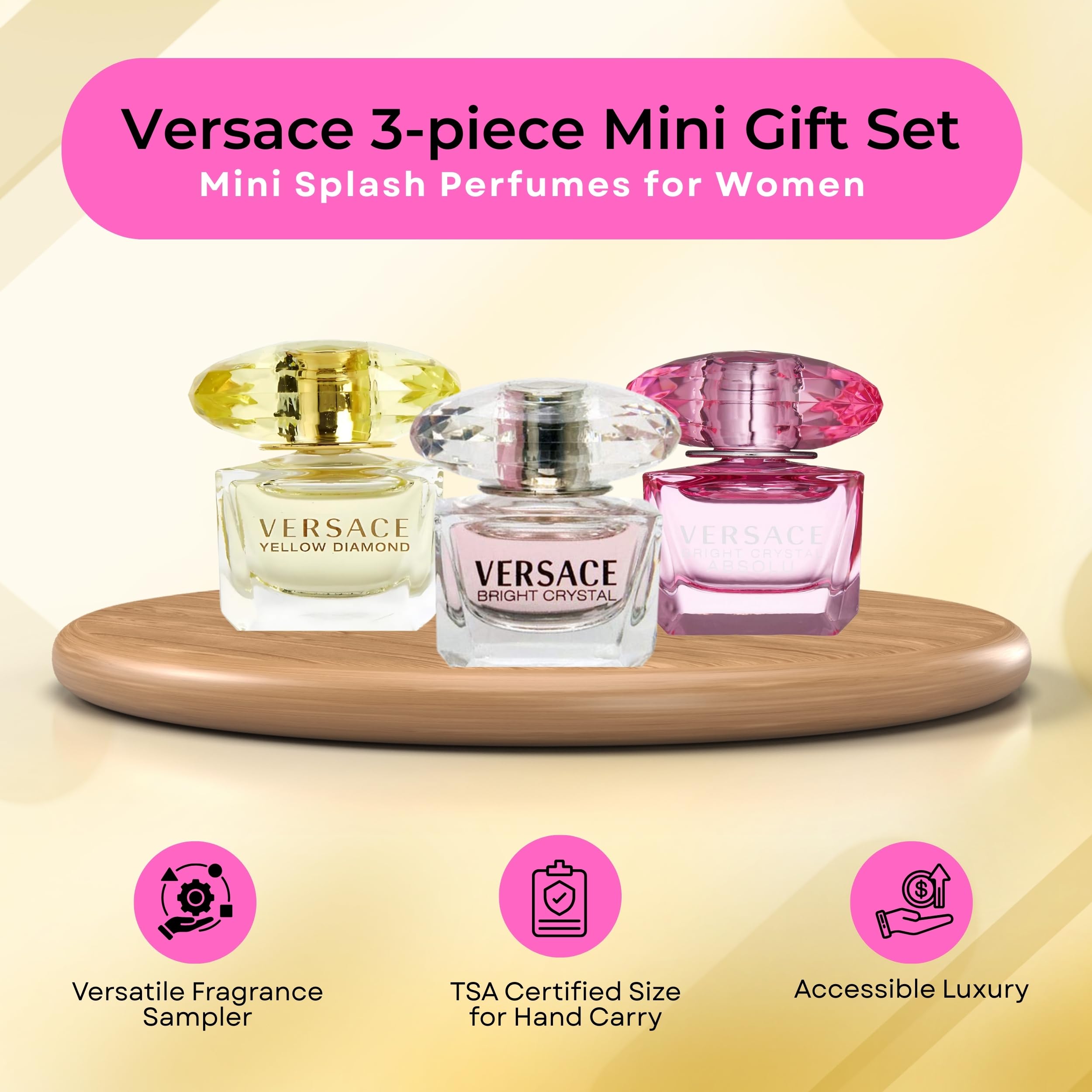 Versace Bright Crystal miniatura de 5 ml, frescura floral para el día